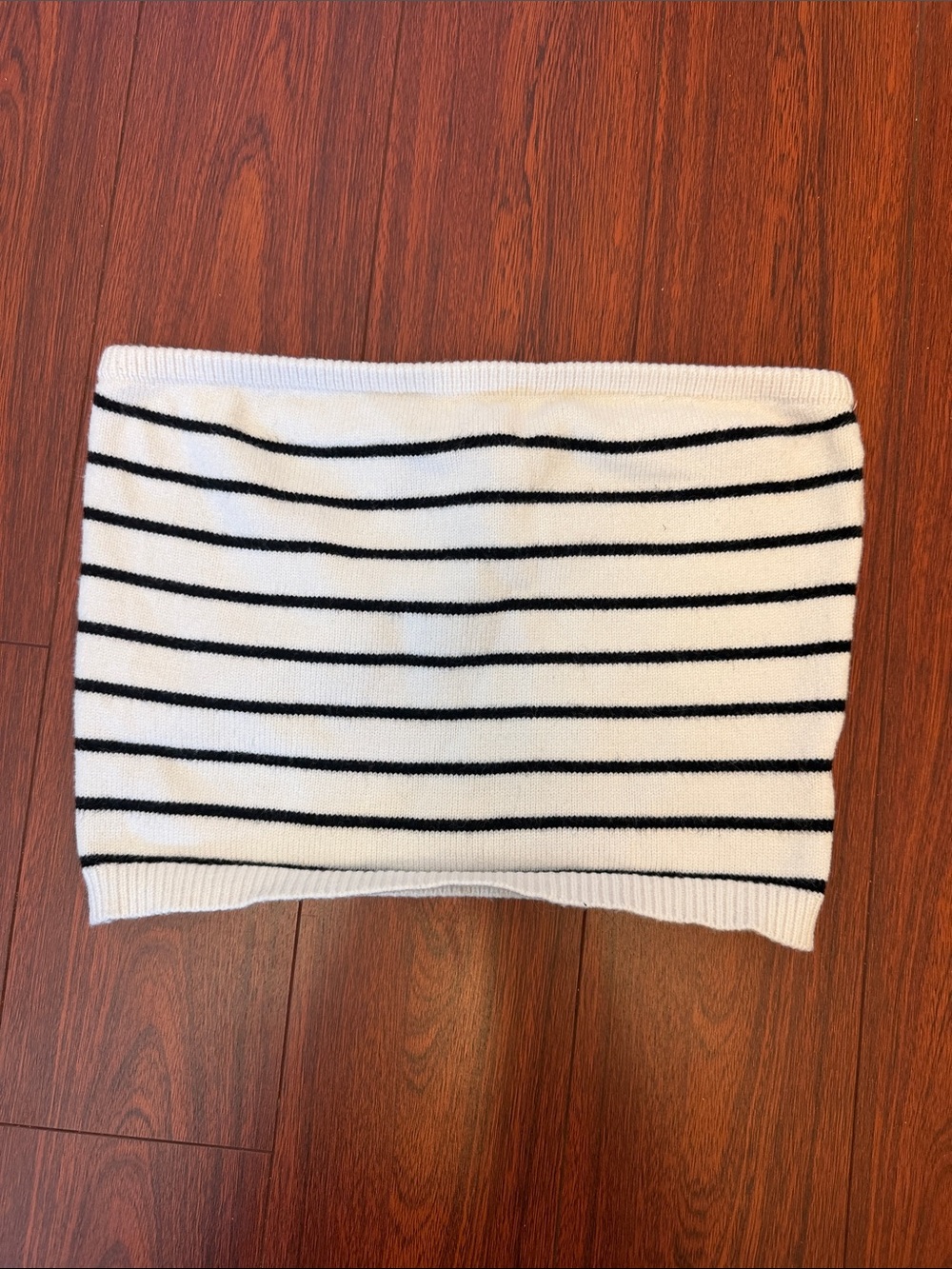 Striped Knit Tube Top in White and Black